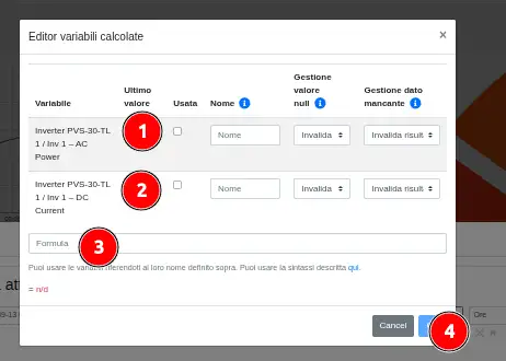 Calculated variable editor Calculated variable editor